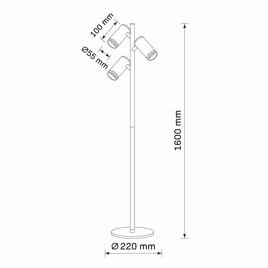 Stojacia lampa PARIS 3xGU10/12W/230V čierna