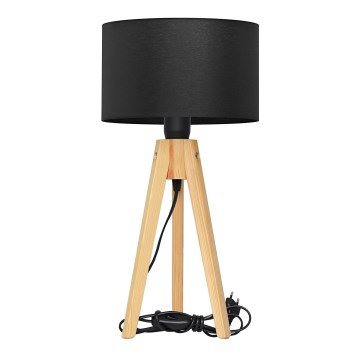 Stolná lampa ALBA 1xE27/60W/230V čierna/borovica