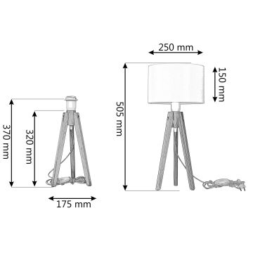 Stolná lampa ALBA 1xE27/60W/230V čierna/borovica