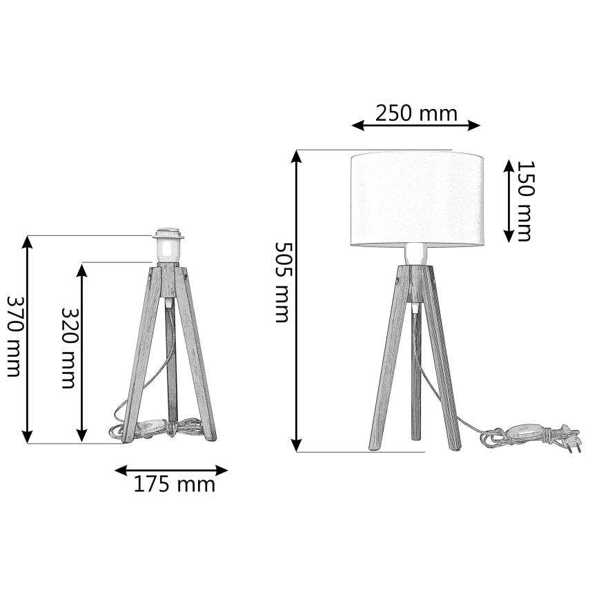 Stolná lampa ALBA 1xE27/60W/230V čierna/borovica