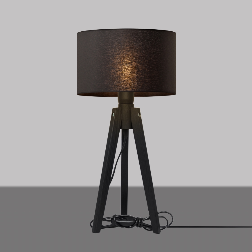 Stolná lampa ALBA 1xE27/60W/230V čierna/borovica
