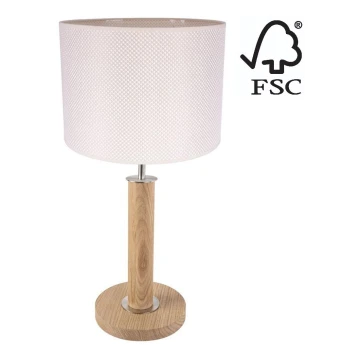 Stolná lampa BENITA 1xE27/60W/230V 48 cm krémová/dub – FSC certifikované
