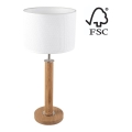 Stolná lampa BENITA 1xE27/60W/230V 61 cm biela/dub – FSC certifikované