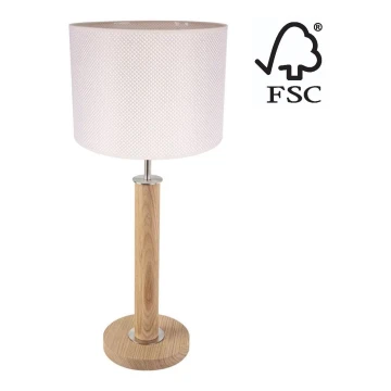 Stolná lampa BENITA 1xE27/60W/230V 61 cm krémová/dub – FSC certifikované