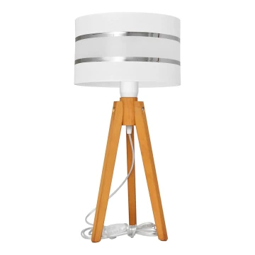 Stolná lampa HELEN 1xE27/60W/230V biela/chróm/dub