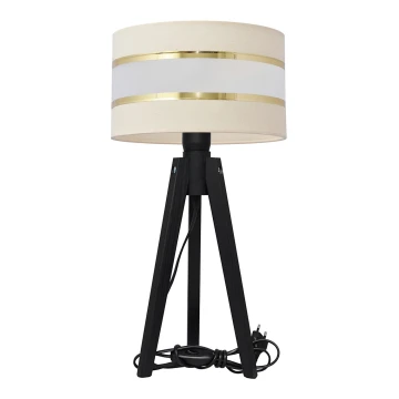 Stolná lampa HELEN 1xE27/60W/230V krémová/zlatá/borovica