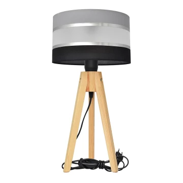 Stolná lampa HELEN 1xE27/60W/230V šedá/čierna/chróm/borovica