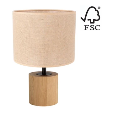 Stolná lampa KRETA 1xE27/25W/230V dub/oranžová – FSC certifikované