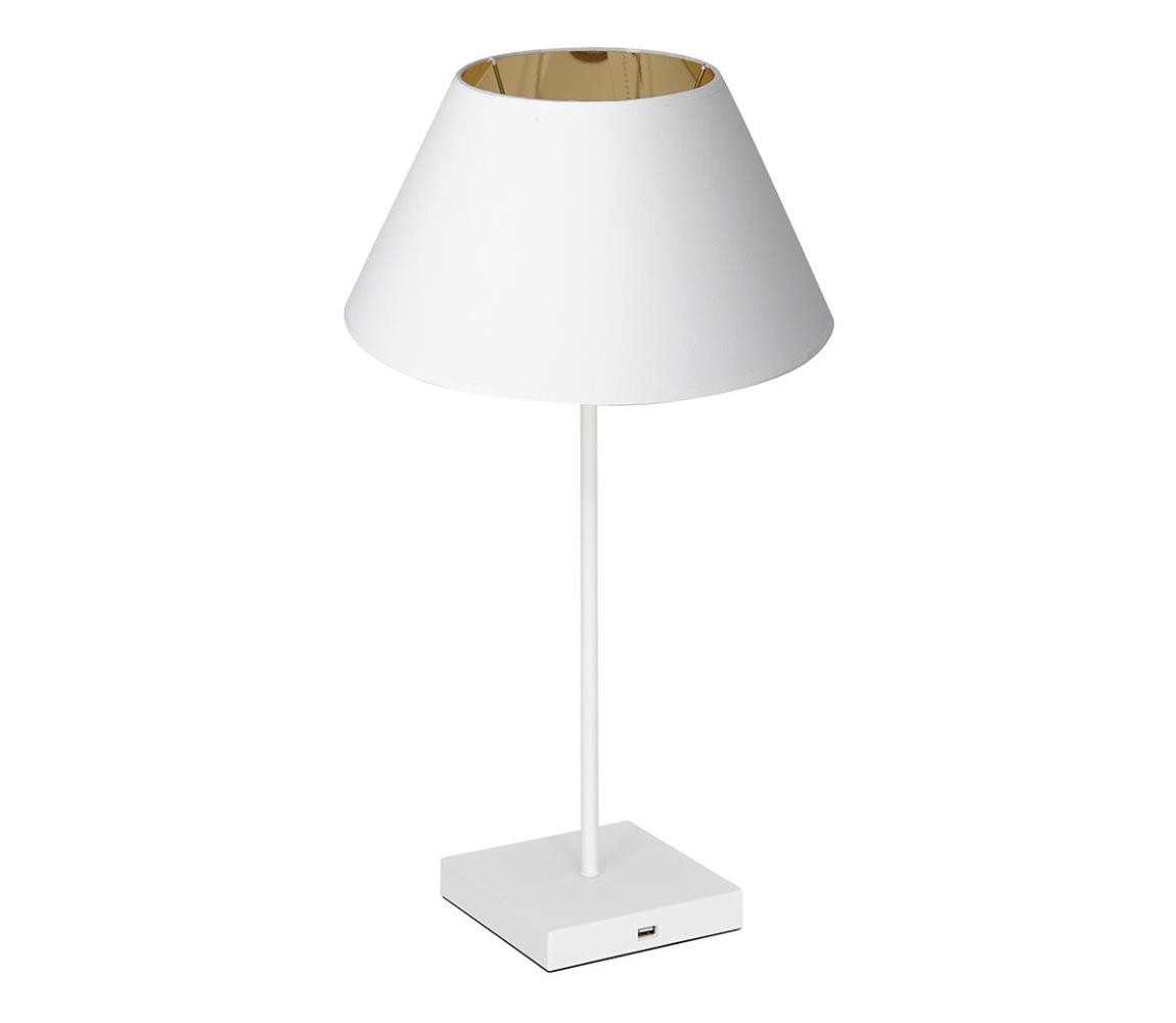  Stolná lampa s USB konektorom 1xE27/60W/230V biela 