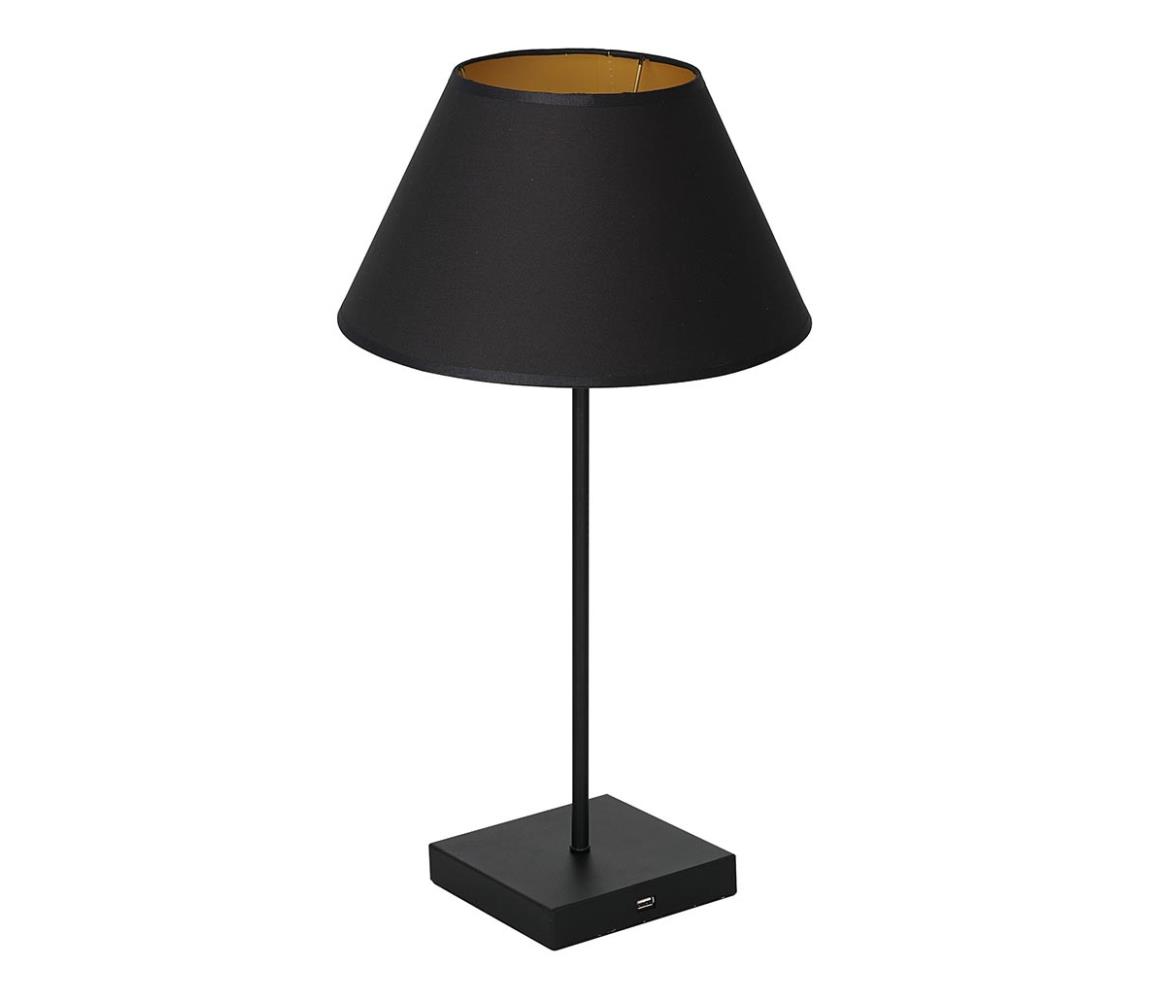  Stolná lampa s USB konektorom 1xE27/60W/230V čierna 