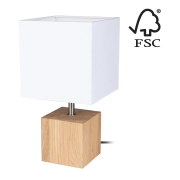 Stolná lampa TRONGO SQUARE 1xE27/25W/230V dub – FSC certifikované