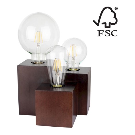 Stolná lampa VINCENT 3xE27/15W/230V buk – FSC certifikované