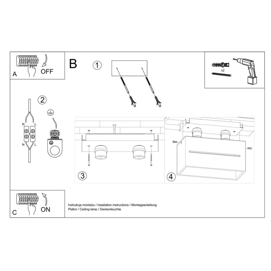 Stropné svietidlo LOBO 2xGU10/40W/230V šedá