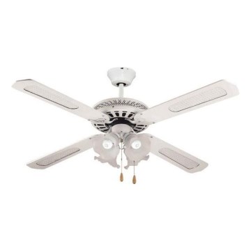 Stropný ventilátor 4xE27/70W/230V pr. 132 cm biela