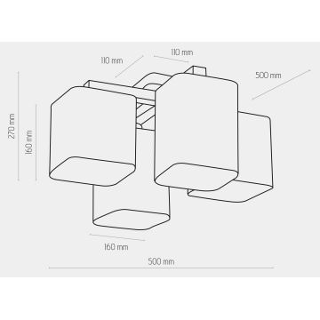 Surface-mounted luster TORA 4xE27/15W/230V biela