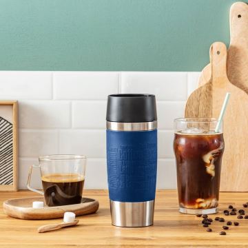 Tefal - Cestovný hrnček 360 ml TRAVEL MUG nerez/tmavomodrá