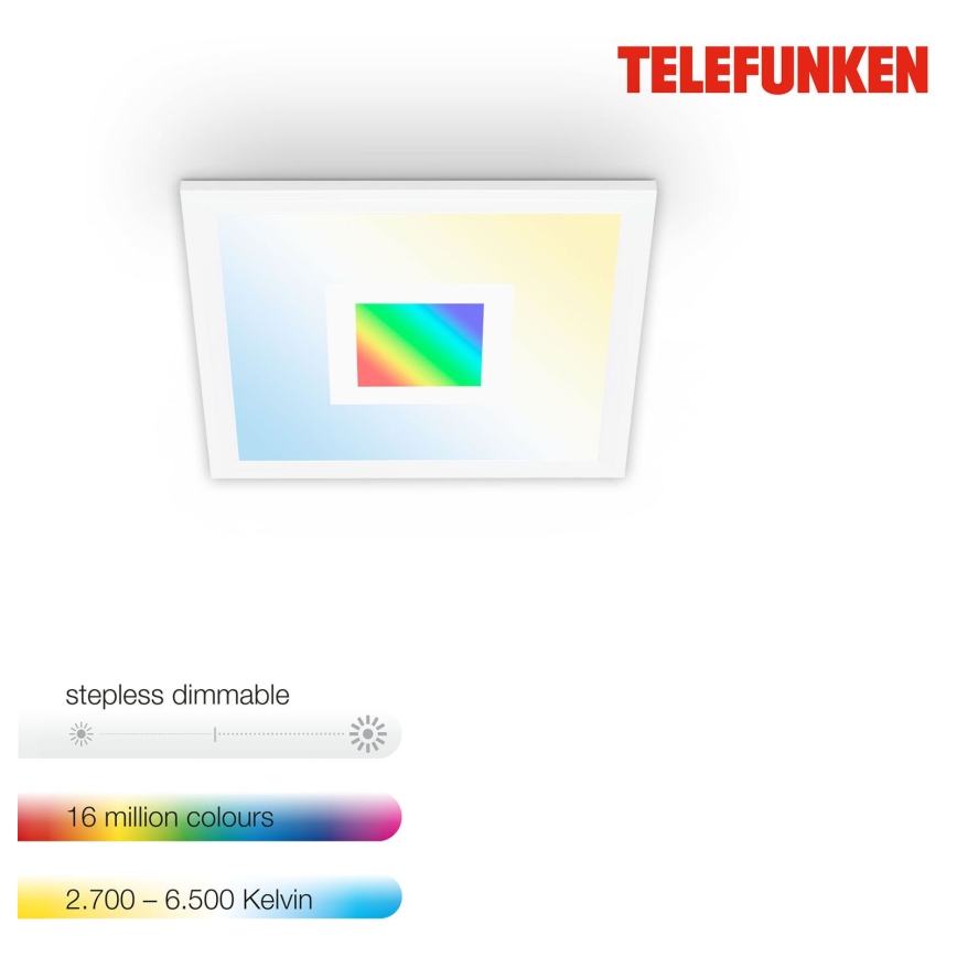 Telefunken 319006TF - LED RGBW Stmievateľné svietidlo LED/16W/230V 2700-6500K + diaľkové ovládanie