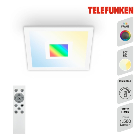 Telefunken 319006TF - LED RGBW Stmievateľné svietidlo LED/16W/230V 2700-6500K + diaľkové ovládanie