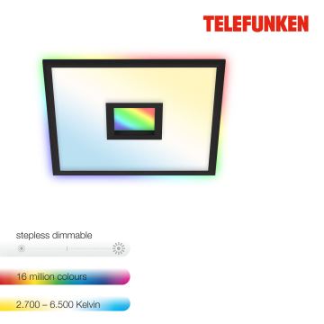 Telefunken 319405TF - LED RGBW Stmievateľné svietidlo LED/24W/230V 2700-6500K čierna + diaľkové ovládanie