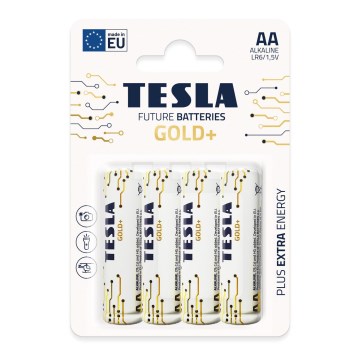 Tesla Batteries - 4 ks Alkalická batéria AA GOLD+ 1,5V 3200 mAh