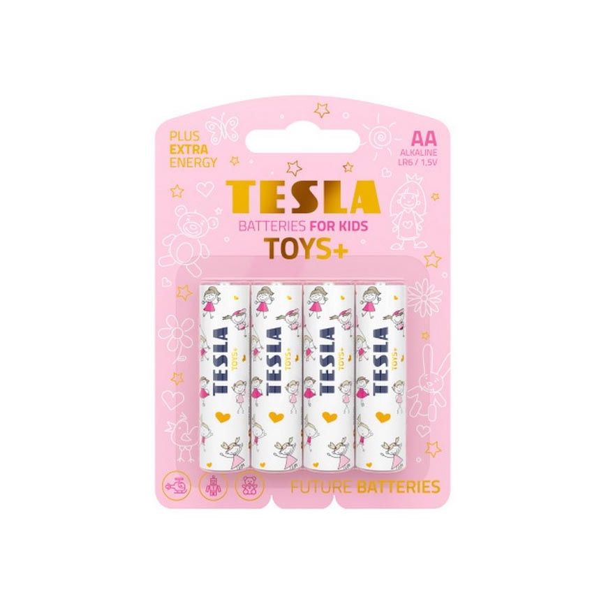 Tesla Batteries - 4 ks Alkalická batéria AA TOYS+ 1,5V 2900 mAh