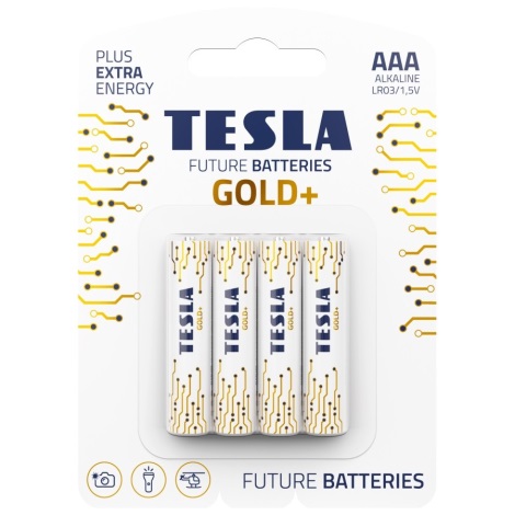 Tesla Batteries - 4 ks Alkalická batéria AAA GOLD+ 1,5V 1350 mAh