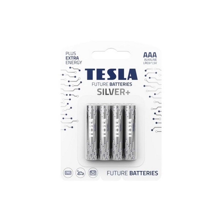 Tesla Batteries - 4 ks Alkalická batéria AAA SILVER+ 1,5V 1300 mAh