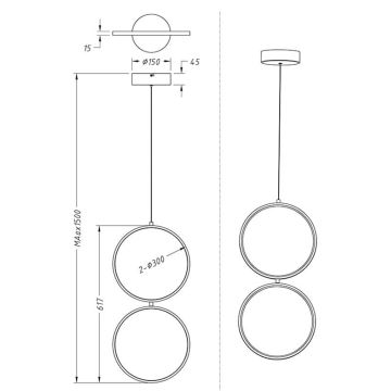 Trio - LED Stmievateľný luster na lanku RONDO 2xLED/11W/230V