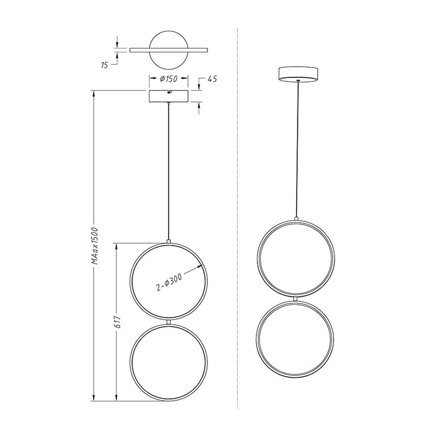 Trio - LED Stmievateľný luster na lanku RONDO 2xLED/11W/230V
