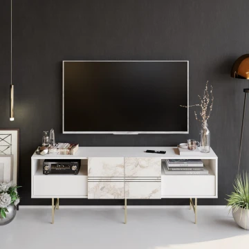TV stolík DERIN 64,7x180 cm biela