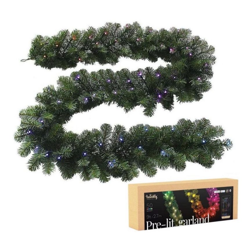 Twinkly - LED RGBW Stmievateľná vianočná dekorácia PRE-LIT GARLAND 50xLED 6,2m Wi-Fi