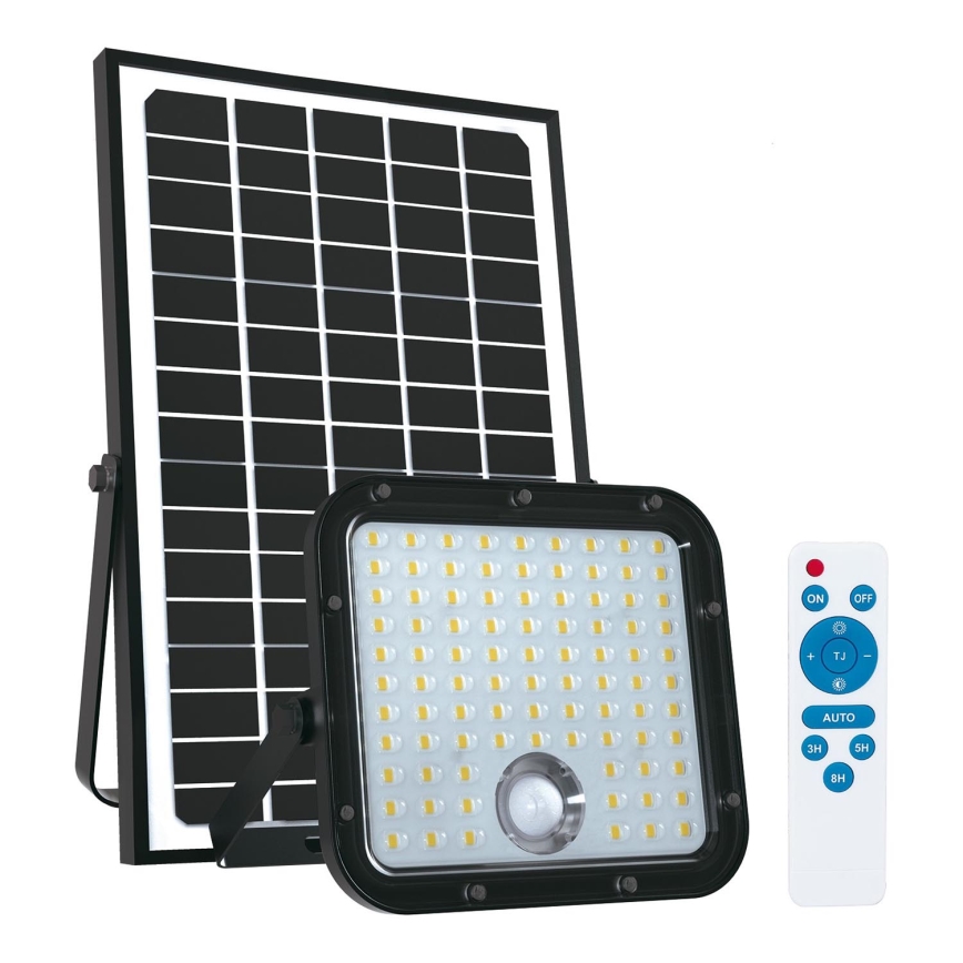 Vonkajší solárny reflektor so senzorom LED/30W/6,4V 4000K IP65 + diaľkové ovládanie