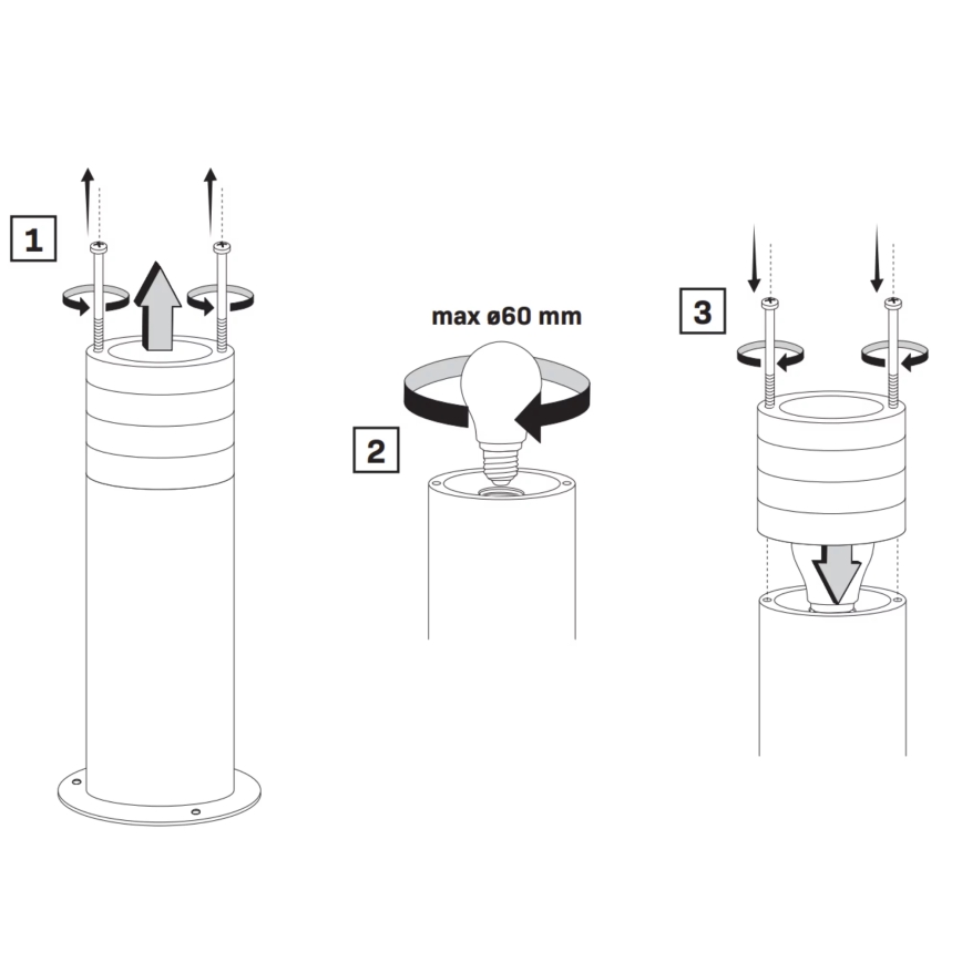 Vonkajšia lampa RINO 1xE27/12W/230V IP54 44 cm čierna