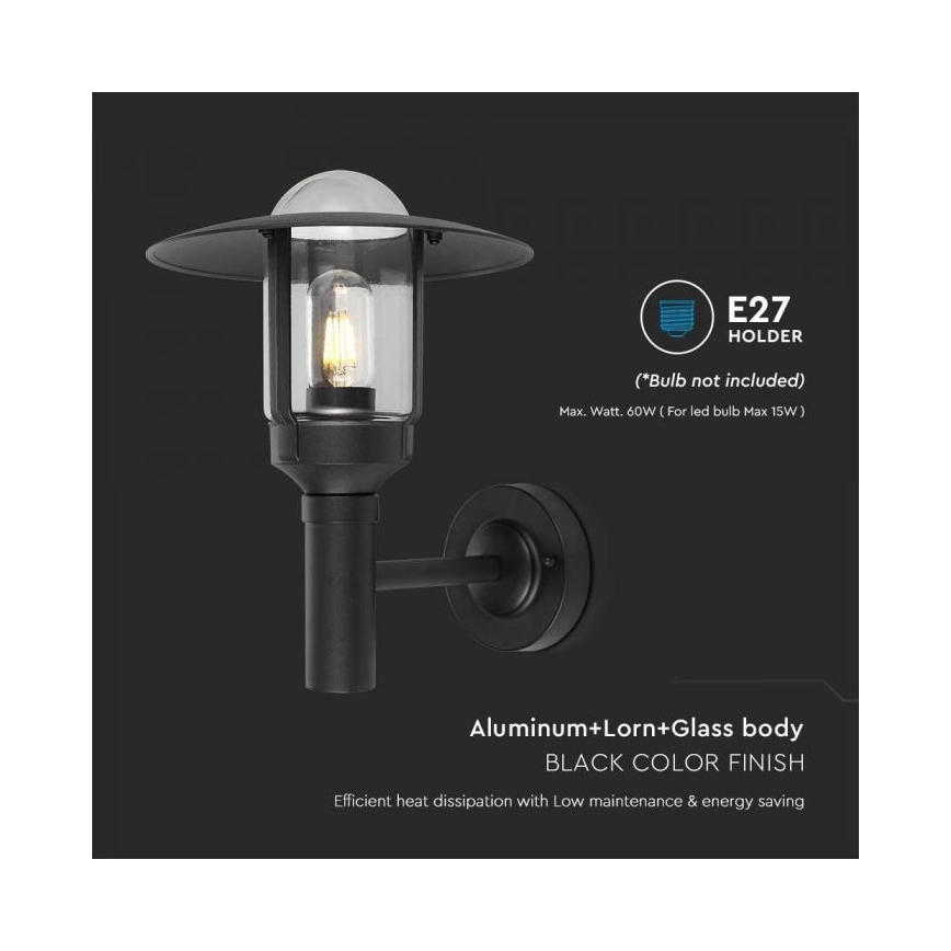Vonkajšia nástenná lampa 1xE27/60W/230V IP44 čierna