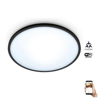 WiZ - LED Stmievateľné stropnvé svietidlo SUPERSLIM LED/16W/230V 2700-6500K Wi-Fi černá