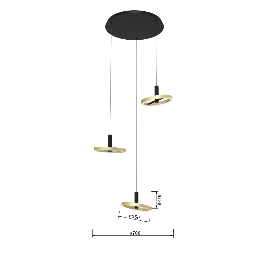 Wofi 5016-304 - LED Stmievateľný luster na lanku BREST LED/26W/230V čierna/zlatá