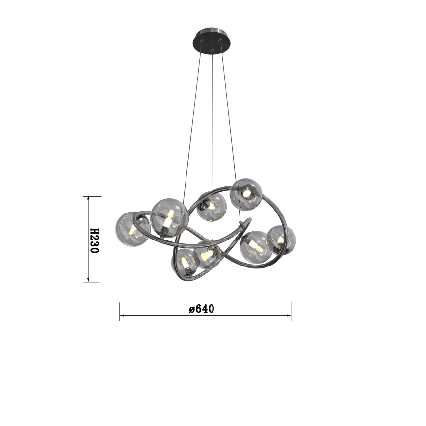 Wofi 7014-805 - LED Luster na lanku NANCY 8xG9/3,5W/230V čierny chróm