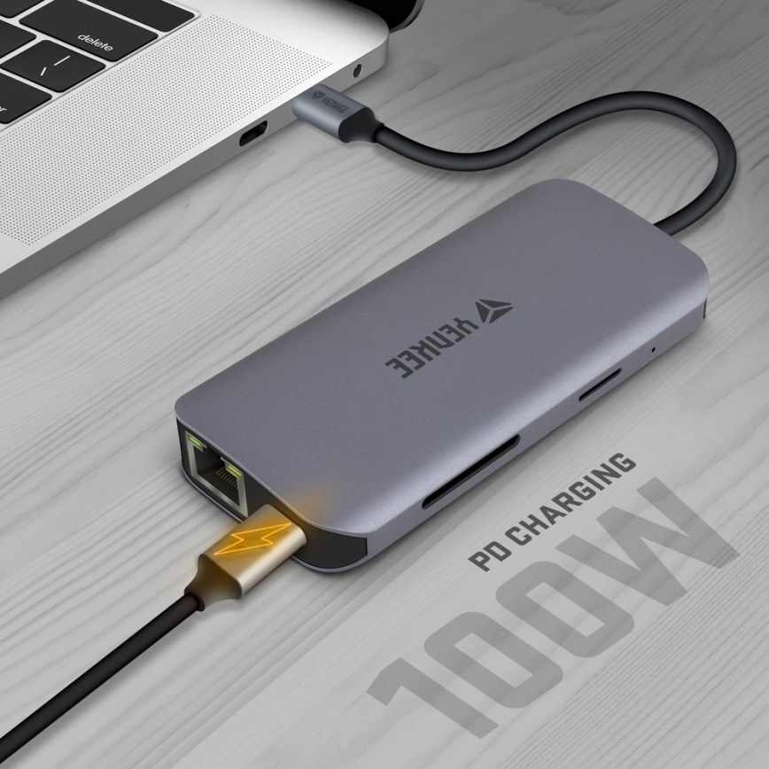 Yenkee - Viacportový adaptér 8v1 USB typu C