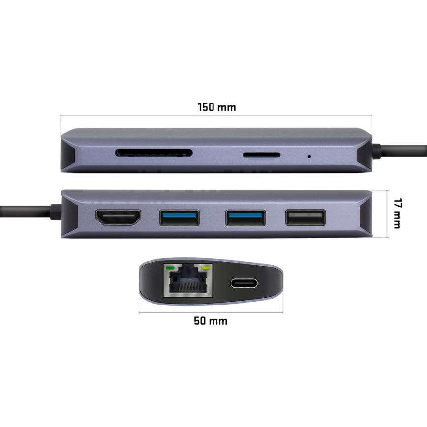 Yenkee - Viacportový adaptér 8v1 USB typu C