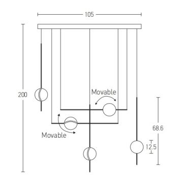 Zambelis 2001 - LED Luster na lanku LED/38W/230V