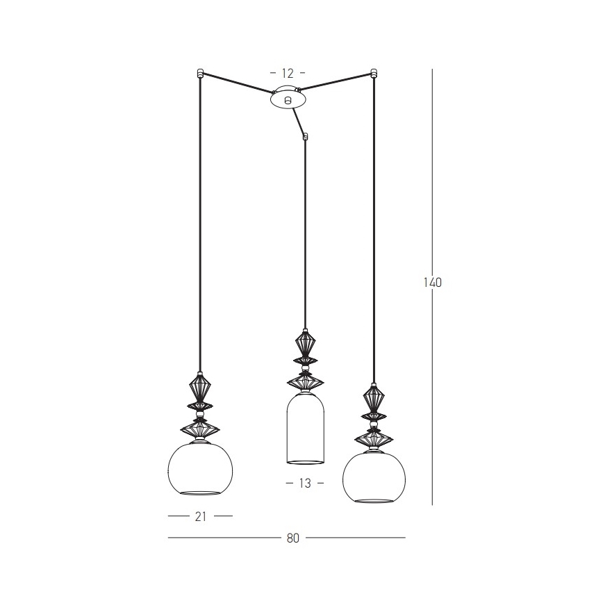 Zambelis 22152 - Luster na lanku 3xE27/40W/230V keramika