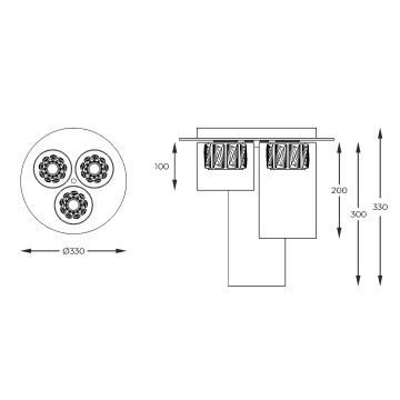 Zuma Line - LED Krištáľový prisadený luster 3xLED/5W/230V mosadz